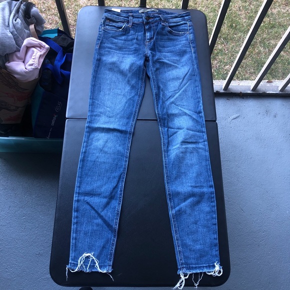 Joes low-waisted blue denim slim fit jeans with frayed hem